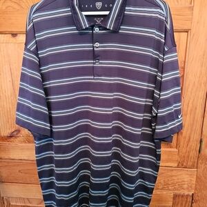 Nike Golf Men’s Dri Fit XL Navy W/ Light Blue And Green Stripe Polo Shirt